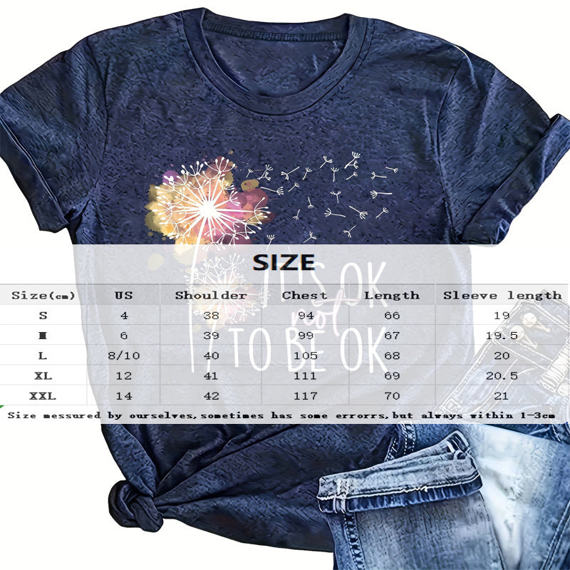 Women's Round Neck ‘IT'S OK TO BE OK' Print Tee