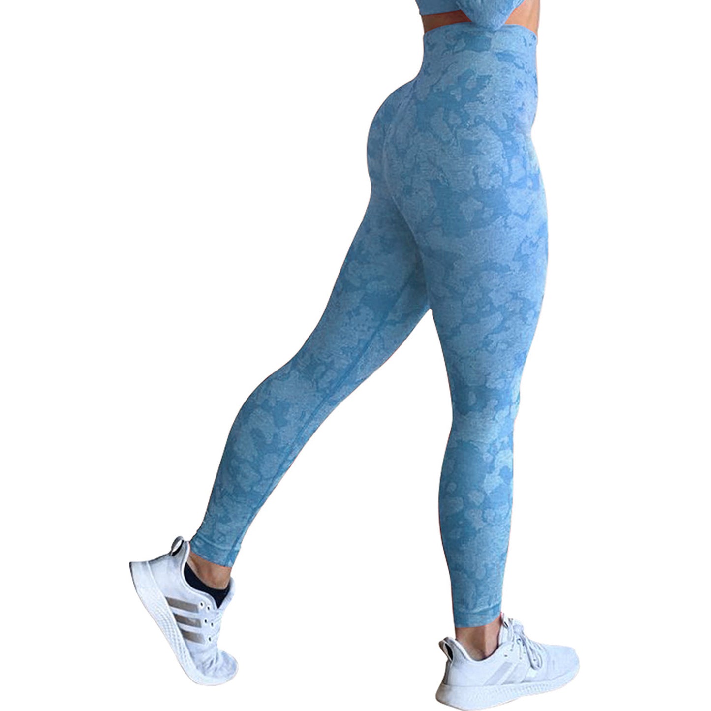 Fun Fashion : Cropped Camouflage Jacquard Seamless Yoga Pants