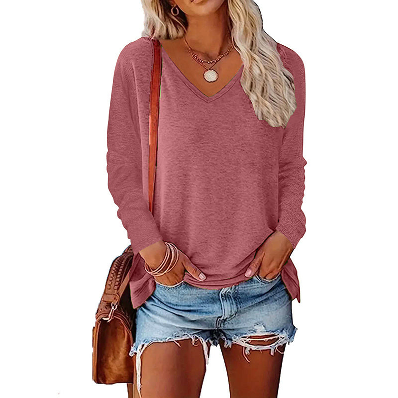 5 Pack Women's Long Sleeve T Shirts, Casual V Neck Tunic
