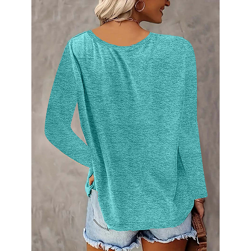 5 Pack Women's Long Sleeve T Shirts, Casual V Neck Tunic