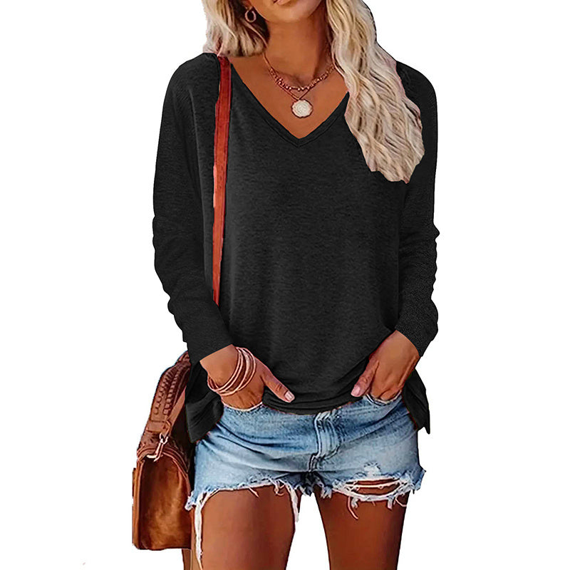 5 Pack Women's Long Sleeve T Shirts, Casual V Neck Tunic