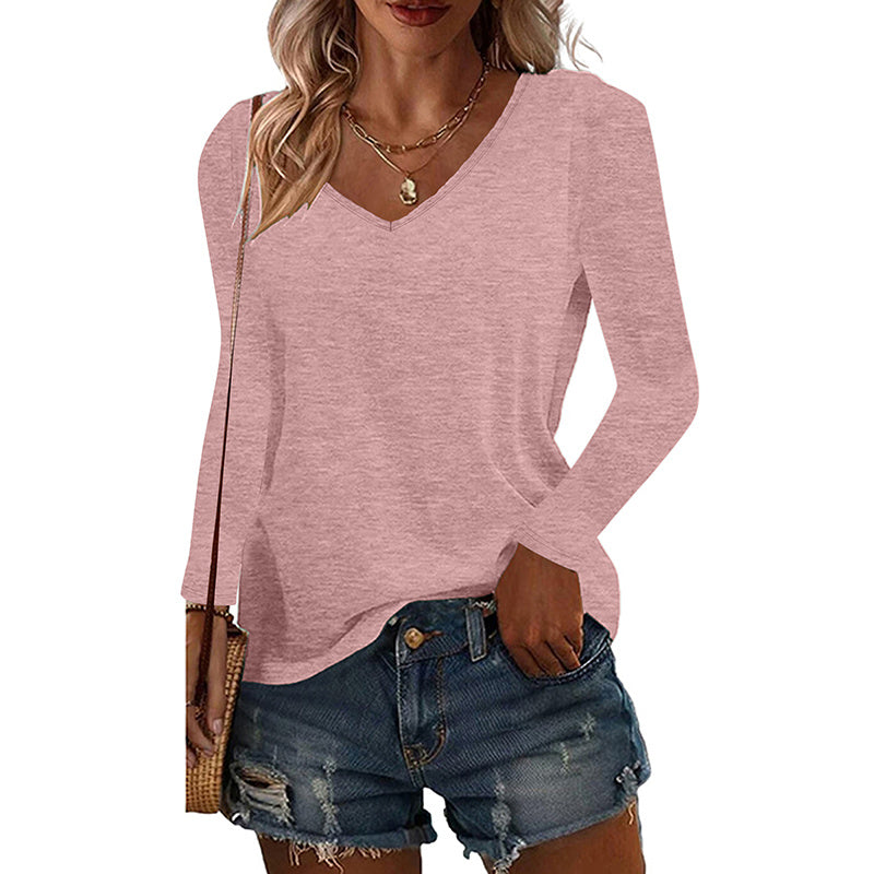 5 Pack Women's Long Sleeve T Shirts, Casual V Neck Tunic