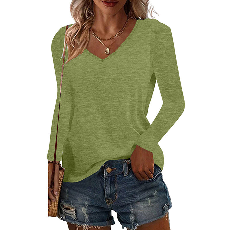 5 Pack Women's Long Sleeve T Shirts, Casual V Neck Tunic